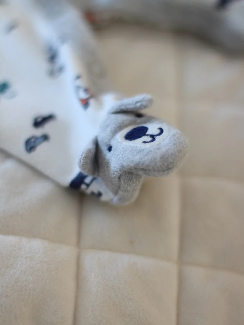 Carter's White Footed One-Piece with Vehicle and Bear Accents